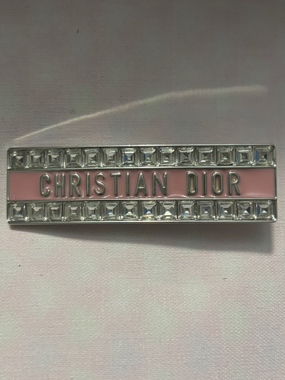 Dior Pink Crystal-Trim Hair Barrette